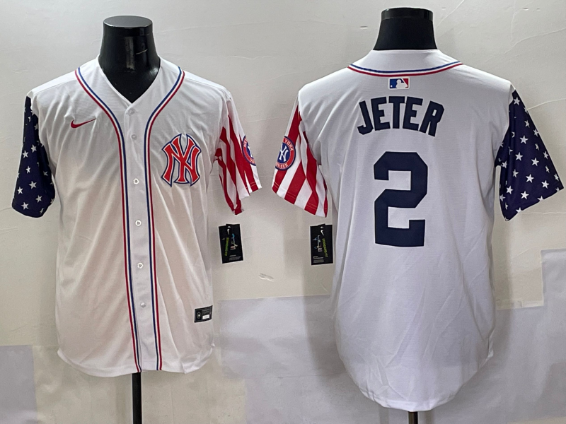 Men's New York Yankees Derek Jeter #2 White Team Jersey